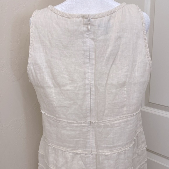 Talbot's Dress Women's Size 14 Tiered Fringe 100% Linen Career flirty Romantic - Picture 6 of 13